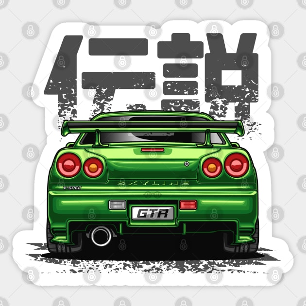 Monster Skyline GTR R34 (Envy Green) Sticker by Jiooji Project